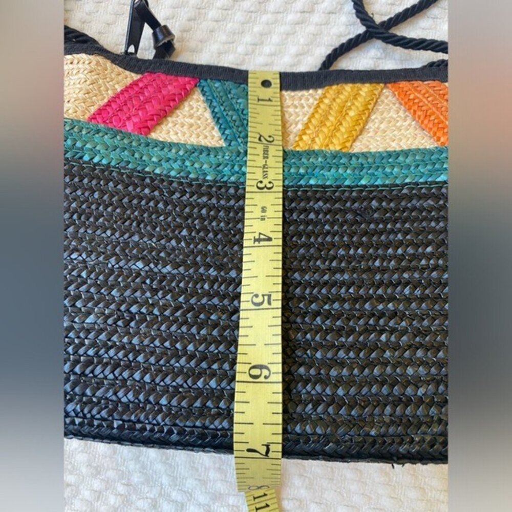 Vintage Liz Claiborne Colorful Straw Crossbody Bag 9.5"x7" - Picture 9 of 10